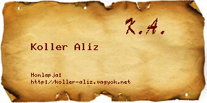 Koller Aliz névjegykártya